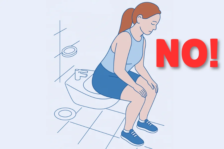 Paziente che utilizza postura corretta e ausili per andare in bagno in sicurezza dopo intervento alla colonna vertebrale