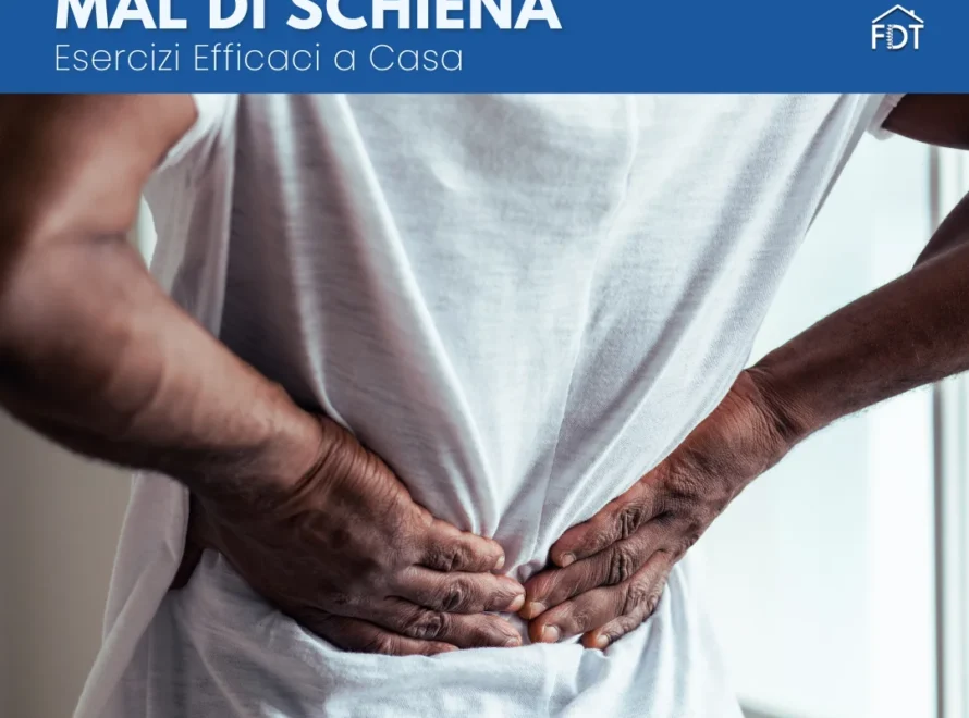 Uomo di spalle con le mani sulla zona lombare dolorante