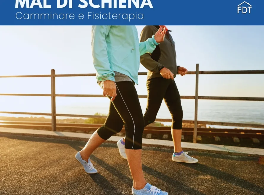 Persona che cammina all’aperto come parte del percorso di fisioterapia per il recupero dal mal di schiena lombare.