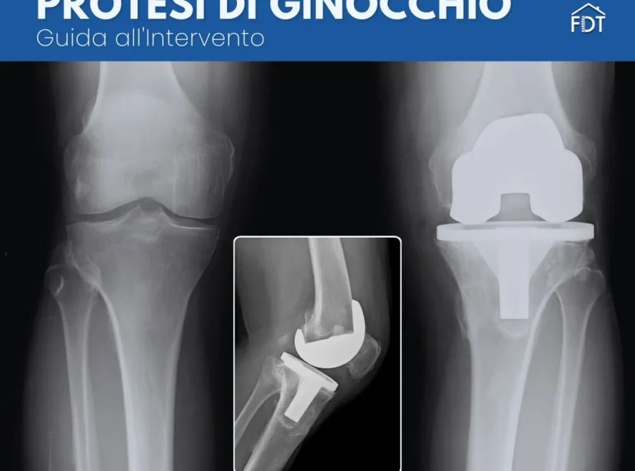 Radiografia comparativa ginocchio sano e con protesi totale