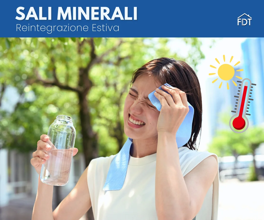 Donna che si asciuga il sudore e beve acqua in una giornata calda