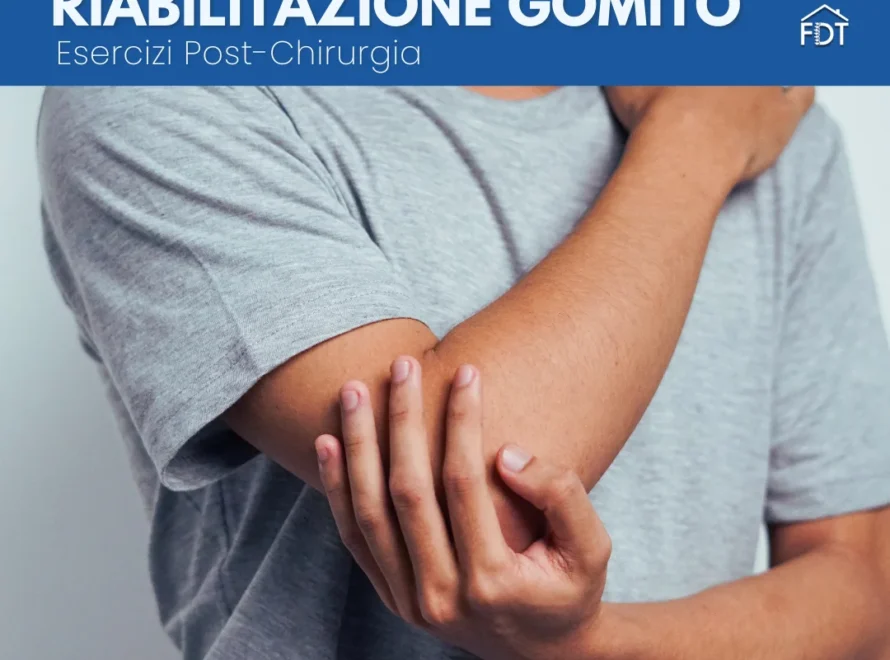 Uomo che si tiene il gomito dolorante o in fase di recupero