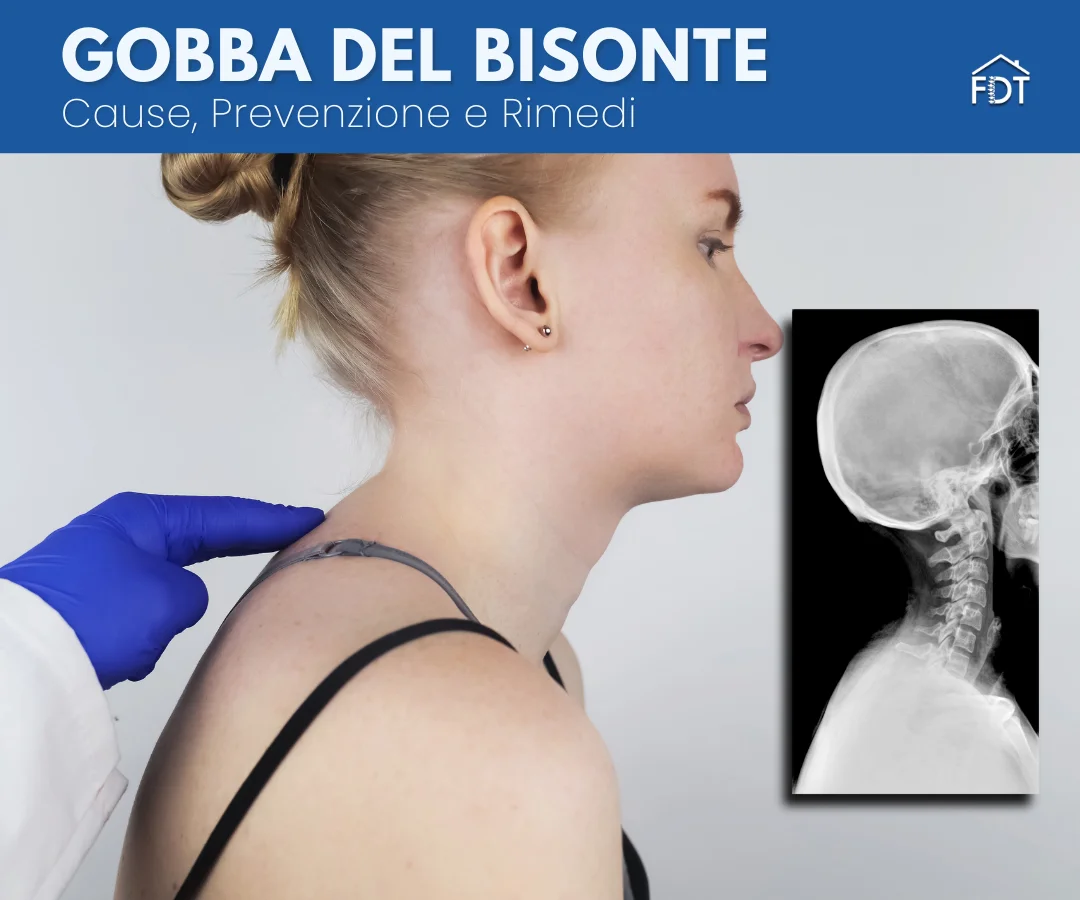 Visita medica collo donna per gobba del bisonte e radiografia cervicale